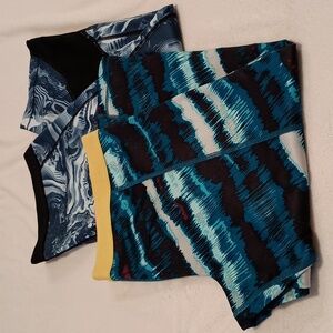 Nike Pro Blue and Black Patterned Leggings 2 Pairs Women's Size XL